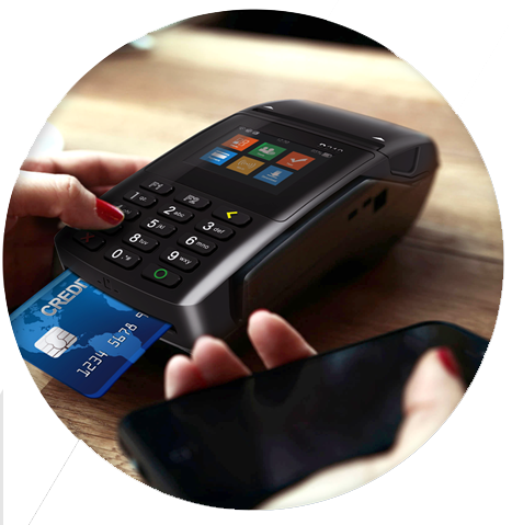 Customer paying by card on a Klink POS payment terminal