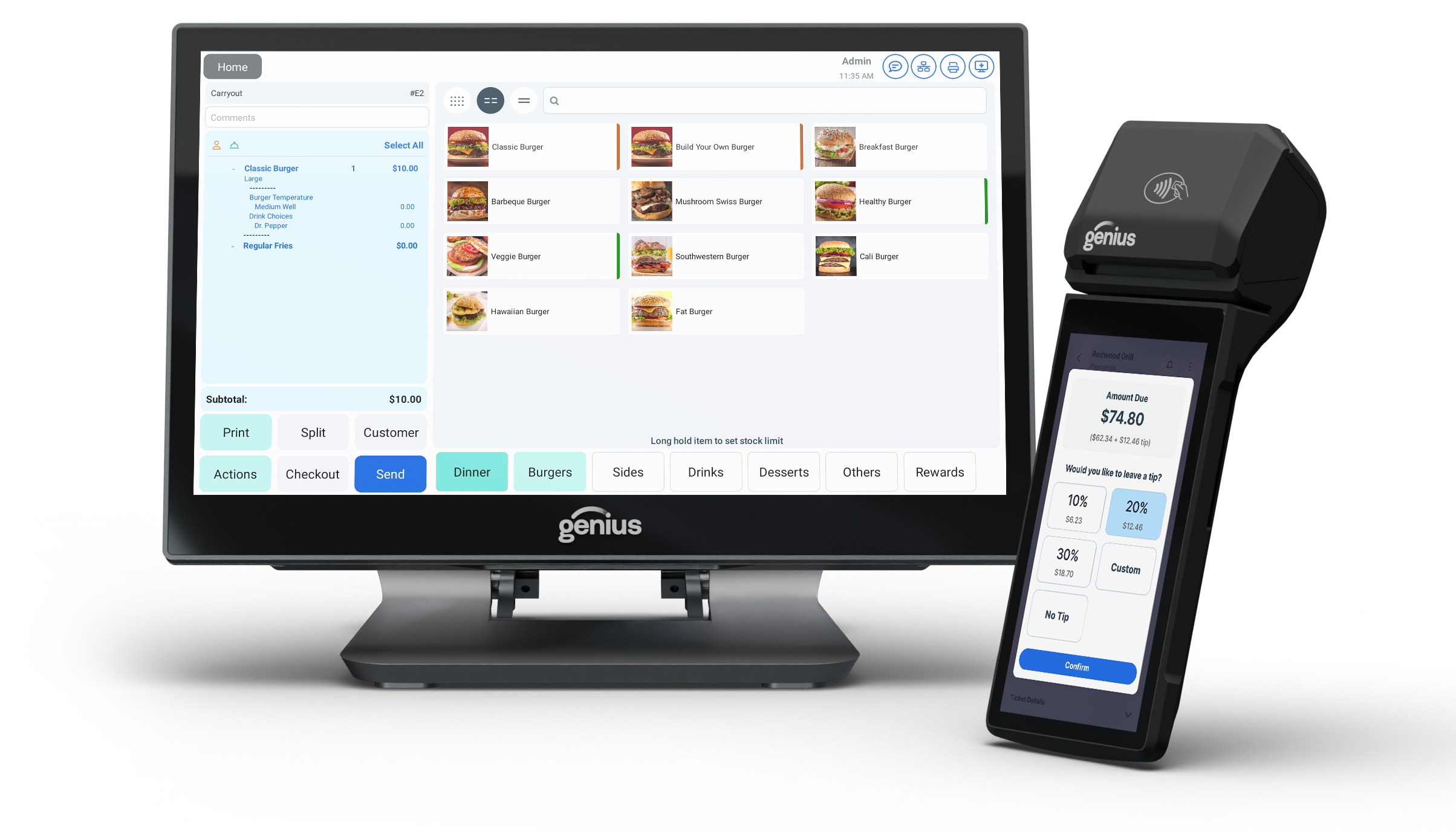 Genius countertop POS terminal and handheld payment device